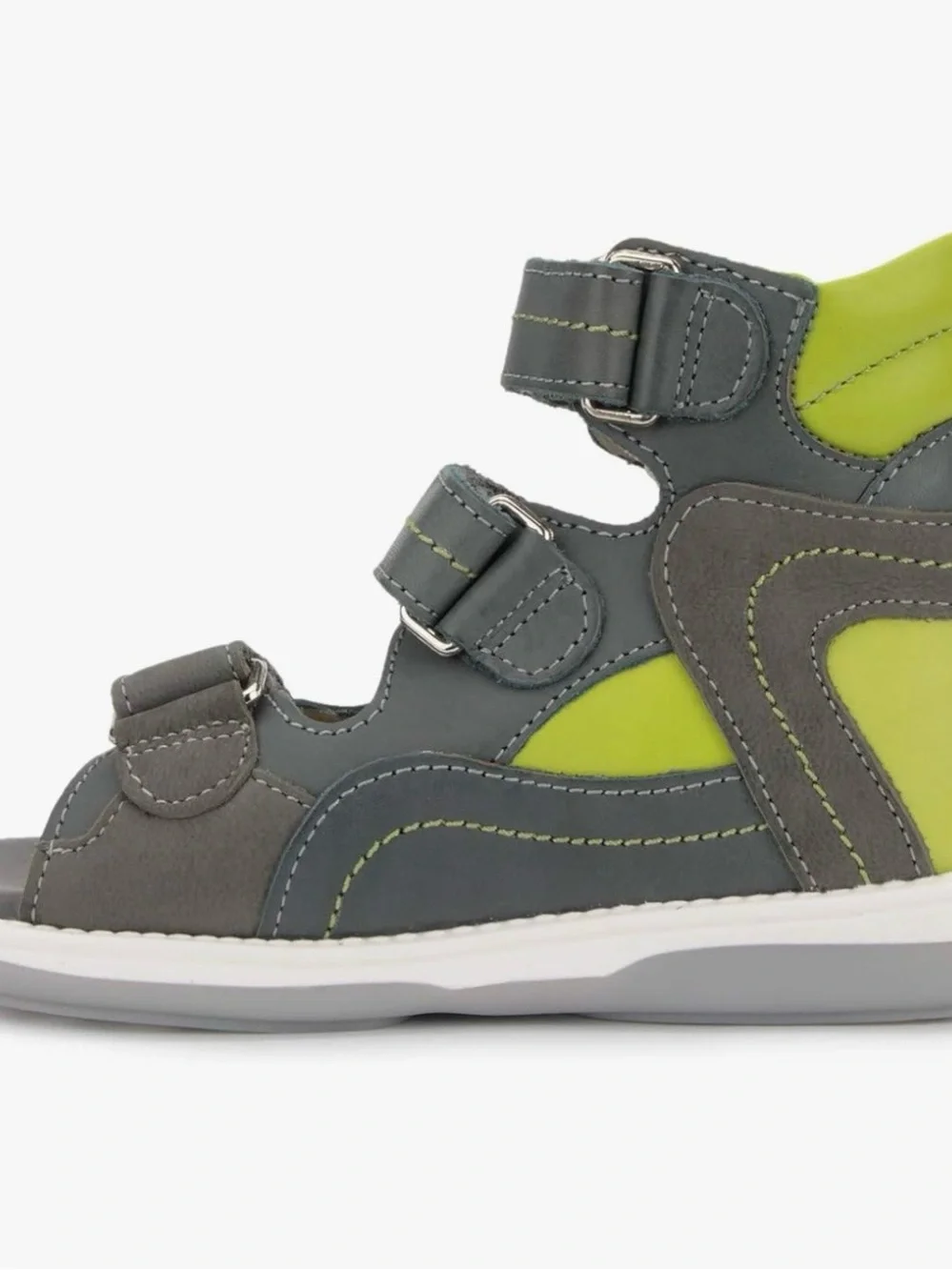 Children's Grey and Lime Green Adjustable Sandals